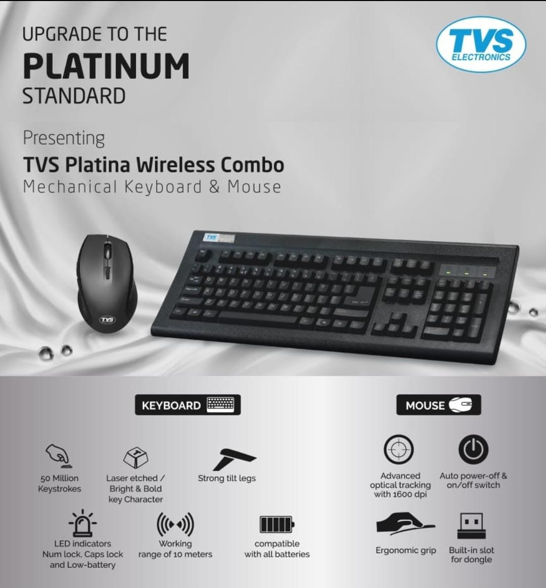 Canada radioactivity Sick person TVS Platina Wireless Keyboard and Mouse Combo (Black) - ITSALE