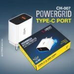 Ubon CH-007 Powergrid 3.4A Mobile Charger With Cable,Type-C & USB Ports