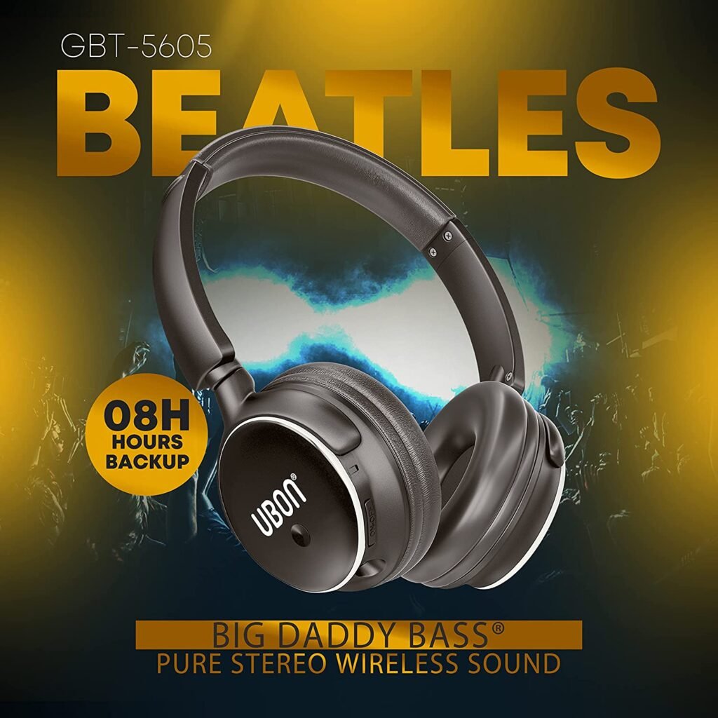 Ubon GBT-5605 Beatles Wireless Headphones ( Black)-6