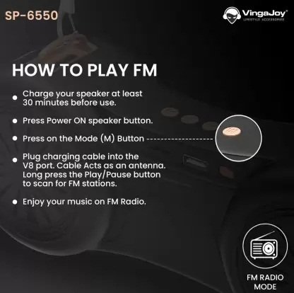 Vingajoy SP-6550 Auto Beat Portable Wireless Speaker(Gold,Black)-4
