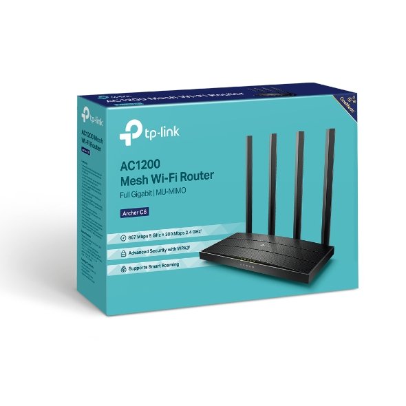 TP-Link Archer C6 AC 1200 Dual Band Mesh Wi-Fi Router (Gigabit  Connectivity, 150503281, Black) - ITSALE