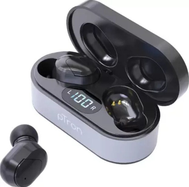 pTron Bassbuds Plus Wireless Bluetooth Headset(Silver& Black)-2