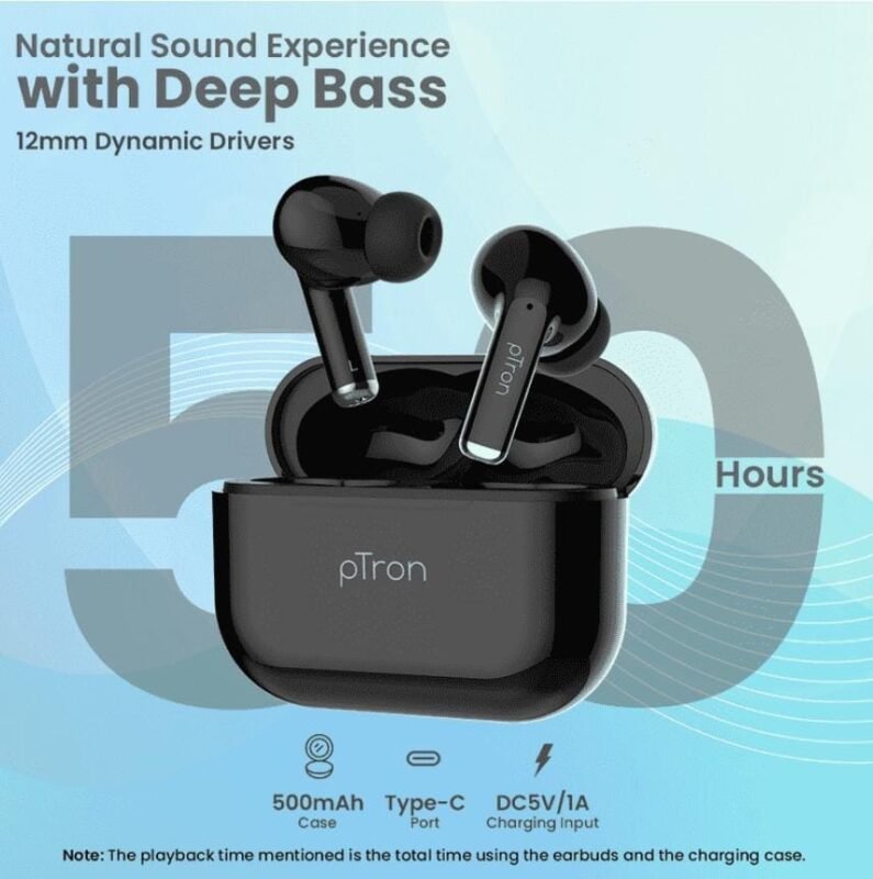 pTron Basspods P81 5.1 Bluetooth Earbuds-Black (3)
