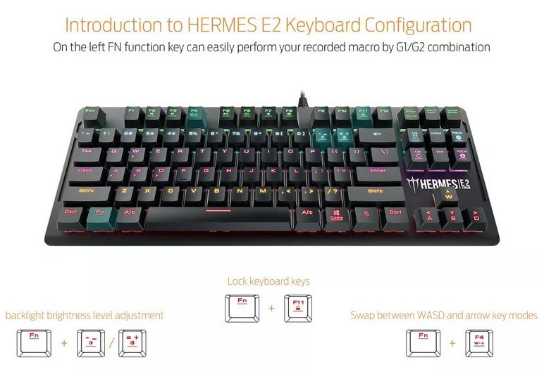 ‎Hermes E2 Black Wired USB 2.0 Keyboard-4