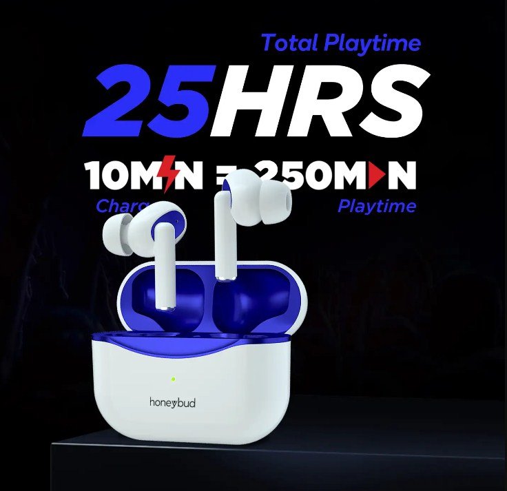 Honeybud Playpods Beatz Wireless Bluetooth Earbuds (White)-3