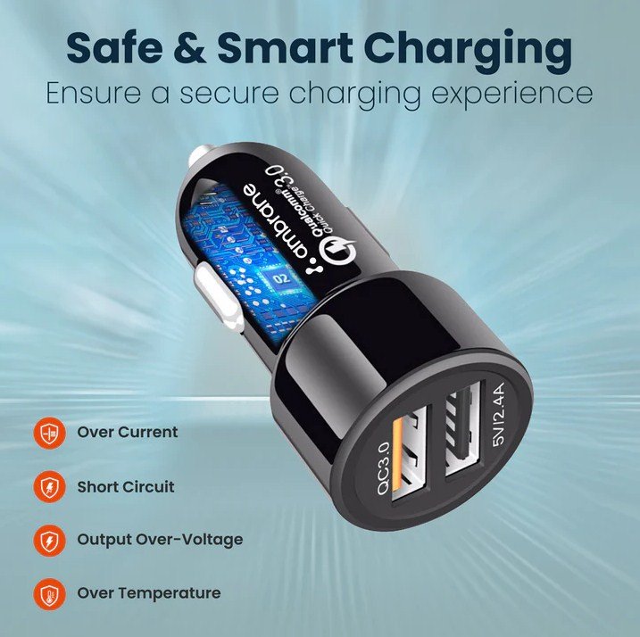 Ambrane Dual USB Rapid Car charger (ACC-11QC-M)-2