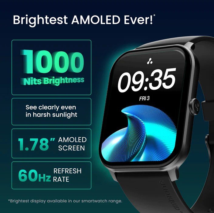 Ambrane Wise Glaze with 1.78 Amoled display, BT Calling Smartwatch |  Dealsmagnet.com