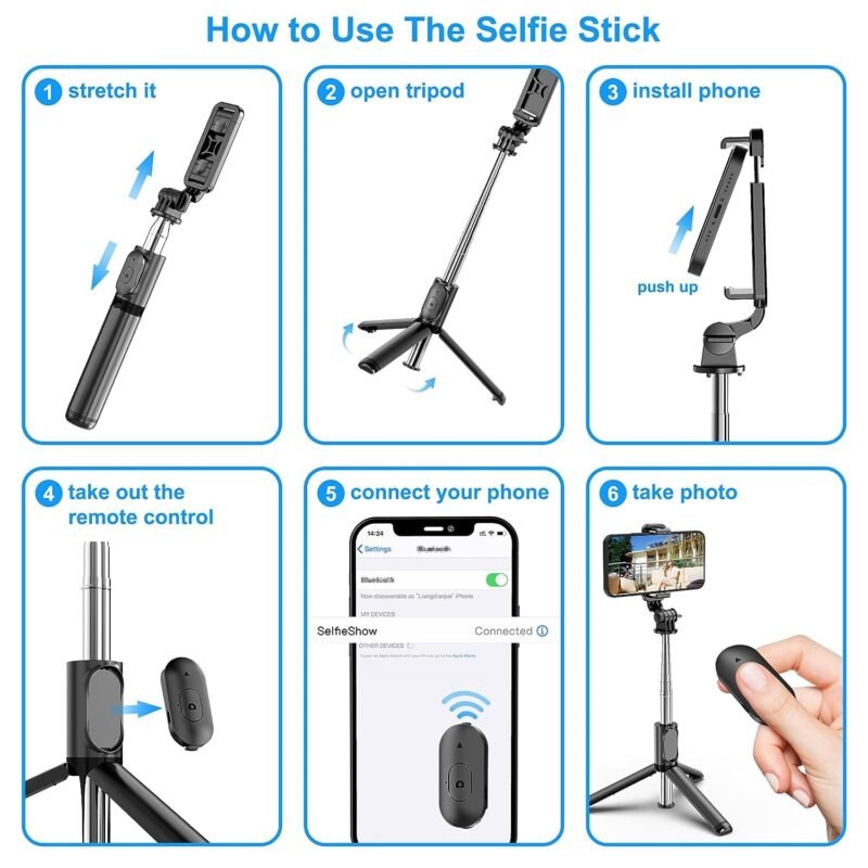 Bluetooth Selfie Sticks With Remote-4