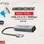 Punta P-ULH20 USB 2.0 to 10/100Mbps Ethernet Network 3 Port USB Hub